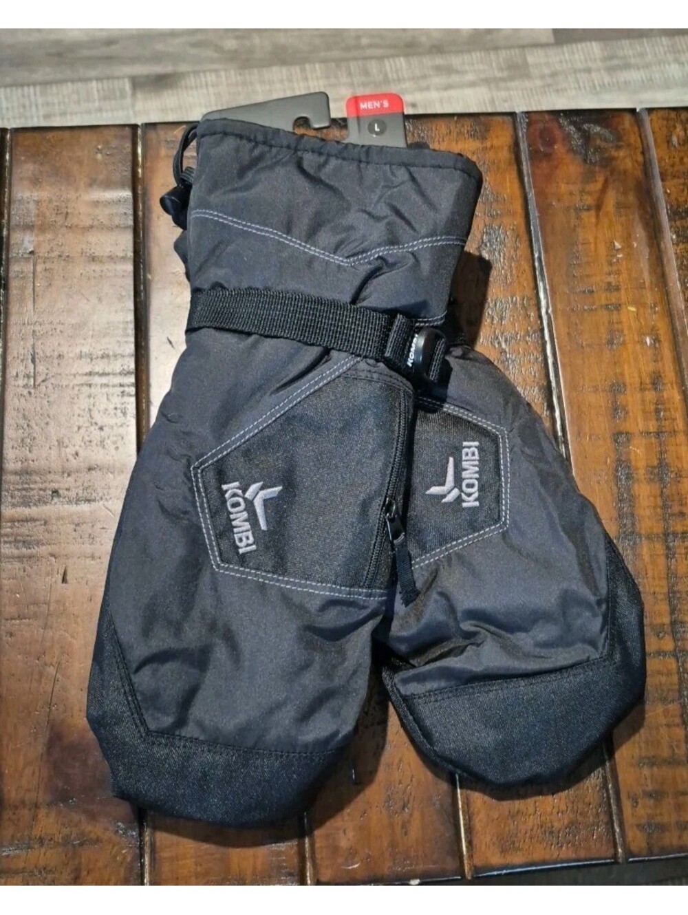 Kombi Roamer II Men's Mittens Pair BLACK NEW WITH TAGS SKI SNOW WINTER ZIP PKT